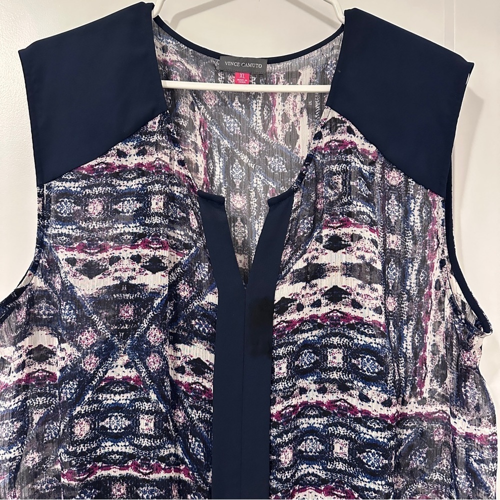 Vince Camuto Blue Purple Tribal Print Sheet Maxi Dress With Slip Size XL Women’s - Picture 4 of 9